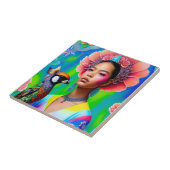 Carreau princesse florale avec oiseau (Côté)