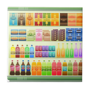 Carreau produits d'étagère de supermarché snacks