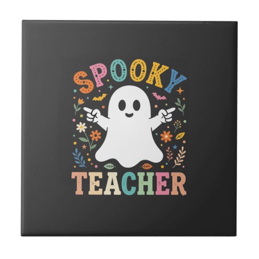 Carreau Prof Enseignant Fantôme Mignon Halloween Design_1 (Devant)