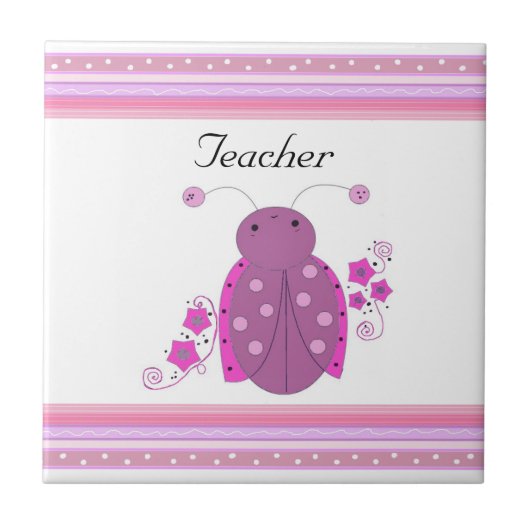 Carreau Professeur coccinelle rose et violet (Devant)