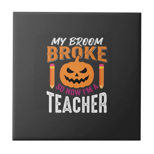 Carreau Professeur d'Halloween Balai Cassa Citrouille Conc (Devant)