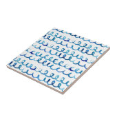 Carreau Profil onduleux d'aquarelle bleue peinte à la main (Côté)