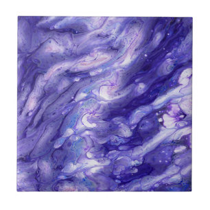 Carreau Profondeurs de galaxie violette en acrylique fluid