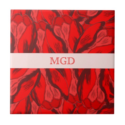 Carreau Profusion de Nouveau d'art des tulipes rouges avec (Devant)