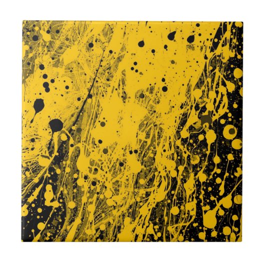 Carreau Projections de peinture noire et jaune (Devant)