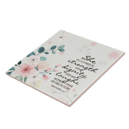 Carreau Proverbes 31:25 Elle est habillée en force (Côté)