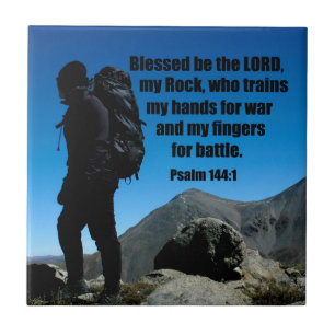 Carreau Psaume 144:1 Béni soit le Seigneur mon rocher qui