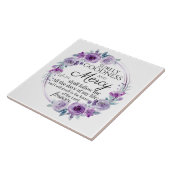 Carreau Psaume 23:6 Inspirationnel Bible Verse Floral Viol (Côté)