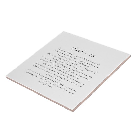 Carreau Psaume 23 Écriture Simple Elégant Noir & Blanc (Côté)