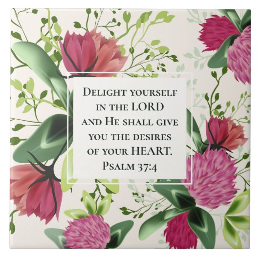 Carreau Psaume 37:4 Ravissez-vous du Seigneur Clover (Devant)