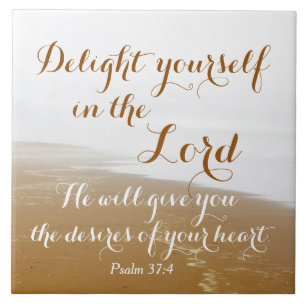 Carreau Psaume 37:4 Verse de la Bible, Plage de Sandy Ocea