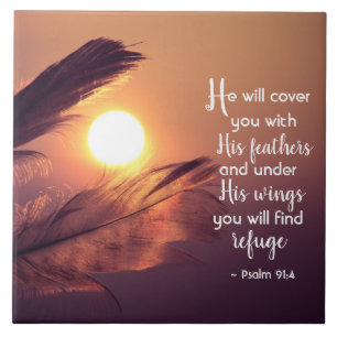 Carreau Psaume 91:4 Il vous couvrira de ses plumes