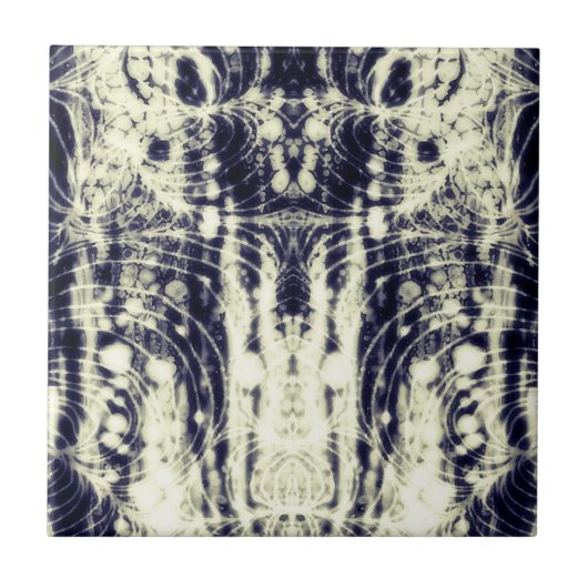 Carreau psychedelic abstract art black and white (Devant)