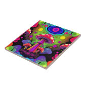 Carreau Psychedelic Vibrant Colorful Retro Mushrooms (Côté)