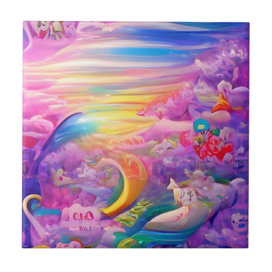 Carreau Psychédélique multicouches rêve imaginaire coloré (Devant)