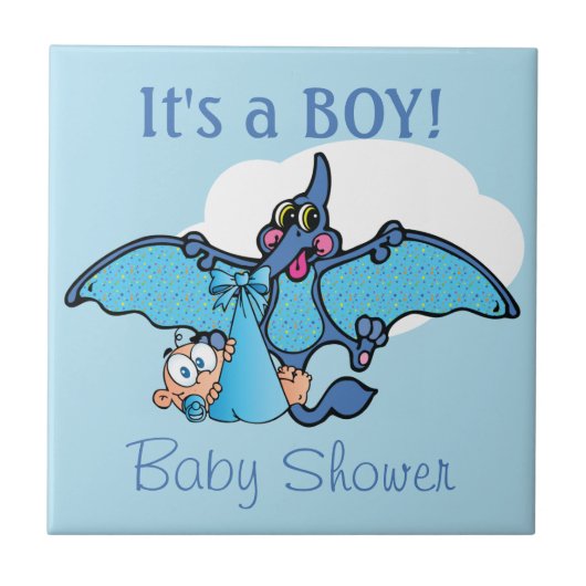 Carreau Pterodactyl Dinosaur C'est un Baby shower garçon (Devant)