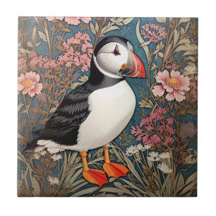Carreau Puffin Et Fleurs Éthridées De Mer William Morris