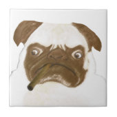 Carreau Puggy Grumpy personnalisée avec Cigar (Devant)