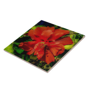 Carreau Puissance des fleurs rouges