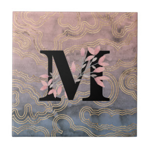 Carreau Pulvérisateurs floraux du monogramme w/Pink de M