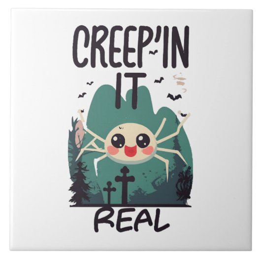 Carreau Pun d'araignée de Halloween Kawaii (Devant)