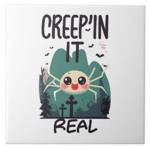 Carreau Pun de l'araignée de Halloween Kawaii