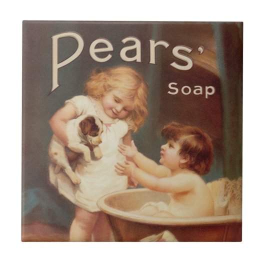 Carreau Puppy Taking A Bath Vintage Antique (Devant)