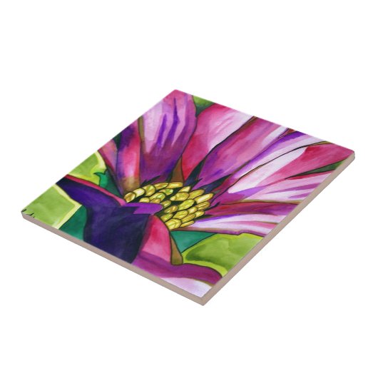 Carreau Purple African Daisy watercolor art flower (Côté)