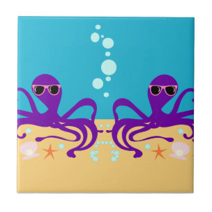 Carreau Purple Amusement Super Octopus Cartoon Art