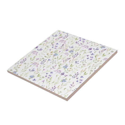 Carreau Purple Floral Ceramic Tile (Côté)