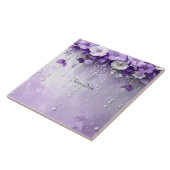 Carreau Purple Flowers with Dangling Pearls Ceramic Tile (Côté)