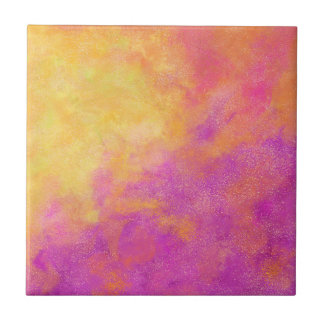 Carreau Purple, Fuchsia, Jaune Orange moderne Abstrait