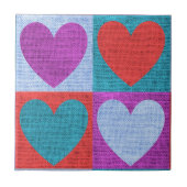 Carreau Purple Green and Red Checked Heart Pattern (Devant)