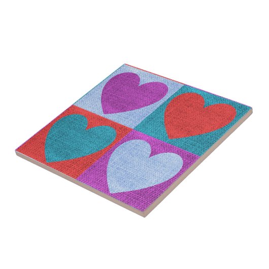 Carreau Purple Green and Red Checked Heart Pattern (Côté)