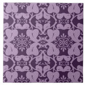 Carreau Purple Lavender Ornate Moderne Élégant Motif feuil (Devant)