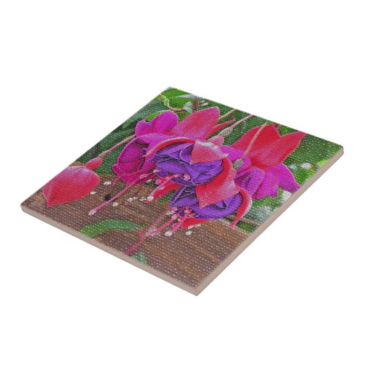 CARREAU PURPLE & PINK FUCHSIA CÉRAMIQUE TILE/TRIVET (Côté)