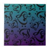 Carreau Purple Turquoise Clef Hearts Music Notes Motif (Devant)
