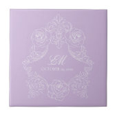 Carreau Purple Victorian Monogram Wedding Ceramic Tile (Devant)