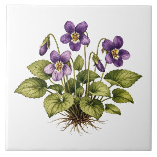 Carreau Purple Violet Vintage Style Botanical 