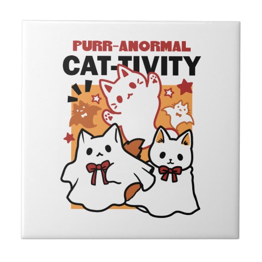 Carreau Purr-anormal Cat Cat mignonne Halloween Conception (Devant)