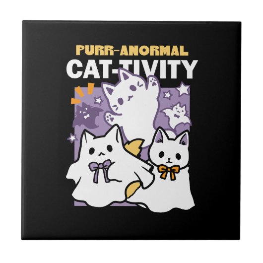 Carreau Purr-anormal Cat-tivity - Halloween Cat Design (Devant)