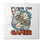 Carreau Purr On Gamer - Conception De Jeu De Chat Cute (Devant)