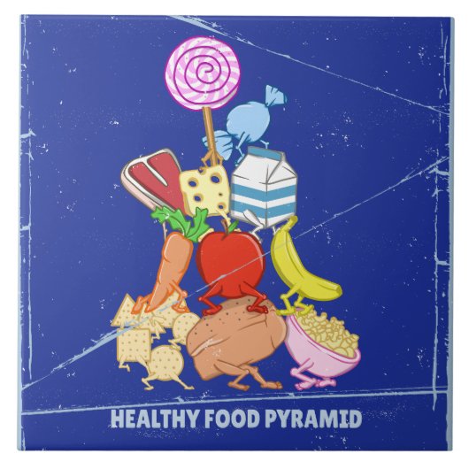 Carreau Pyramide alimentaire drôle illustration de dessin (Devant)