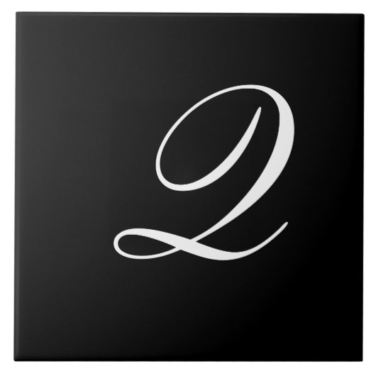 Carreau Q Monogramme initial blanc sur noir (Devant)