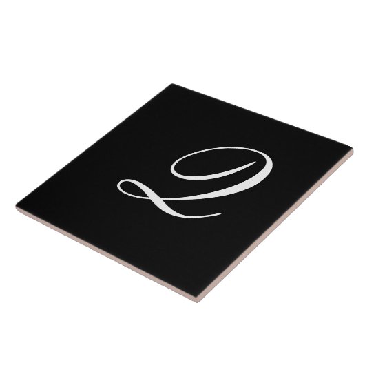 Carreau Q Monogramme initial blanc sur noir (Côté)