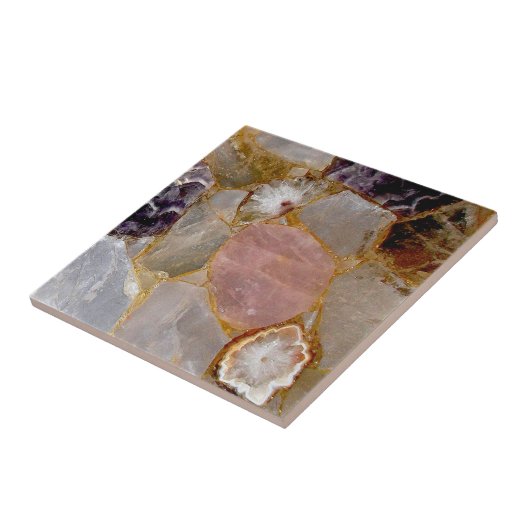 Carreau Quartz rose, Améthyste, Géode Blanc, Impression de (Côté)