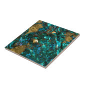 Carreau Quartz turquoise marée de noir et d'or (Côté)