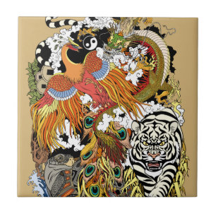 Carreau quatre animaux célestes