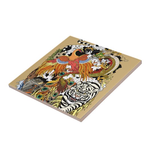 Carreau quatre animaux célestes (Côté)