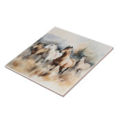 Carreau "Quatre Mustangs sauvages" Aquarelle occidentale D (Côté)